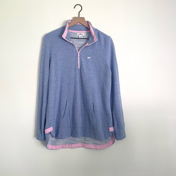 Vineyard Vines Light Blue and Pink Half-Zip Sweatshirt - Picture 3 of 7